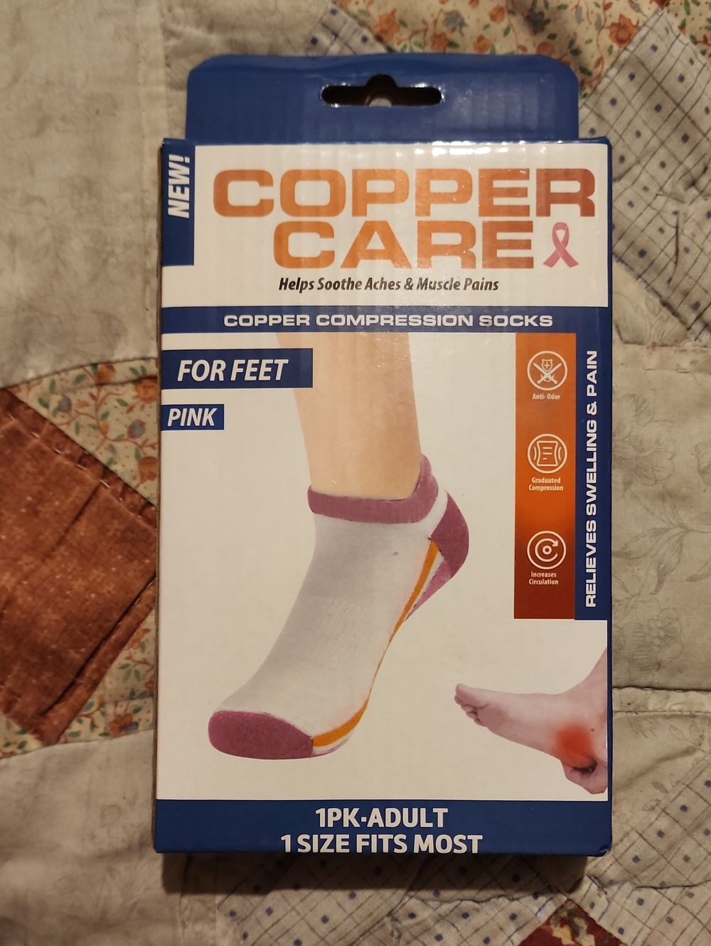 Copper Care Pink Copper Compression Ankle Socks